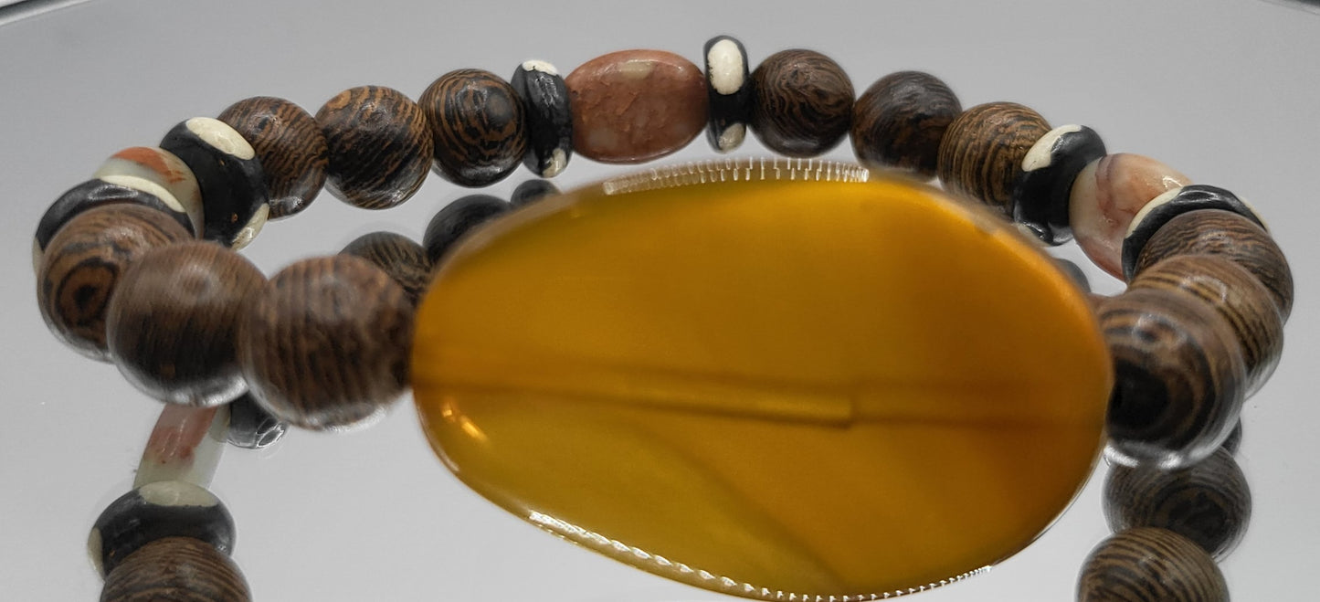 Wood Beaded and Stone Bracelets